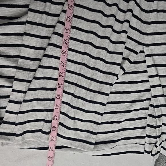 J. Jill Open Front Duster Cardigan Womens 2X Blue White Striped Coastal Sailor - Picture 6 of 11